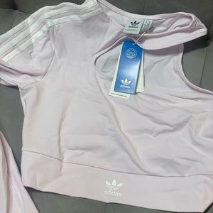 NWT Adidas Originals Women ASYMMETRIC One Shoulder Crop Top, Pink, Size M